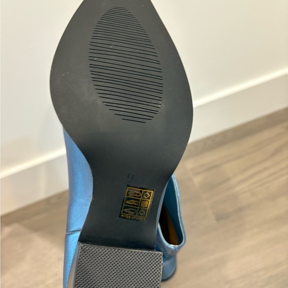 Blue Metallic Cowgirl Western Cowboy Chunky Heeled Boots Size 9 - Picture 12 of 12